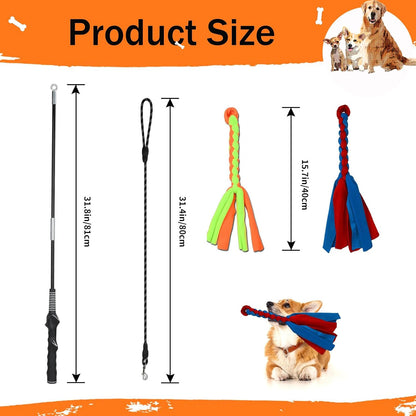 SYOOY dog exercise wand showing durable non stretch nylon cord attachment and loop setup.