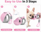 Bokynu stainless steel pet travel bottle being filled with water for outdoor hiking accessories.