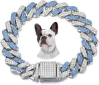 Pink Dog Necklace,Rhinestone Dog Chain Necklace Bling Diamond Cuban Link Dog chainCollars Glitter Puppy Necklace for Dogs xs Small Medium Large Pet 8in - Image 9
