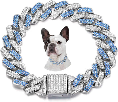 Pink Dog Necklace,Rhinestone Dog Chain Necklace Bling Diamond Cuban Link Dog chainCollars Glitter Puppy Necklace for Dogs xs Small Medium Large Pet 8in - Image 9
