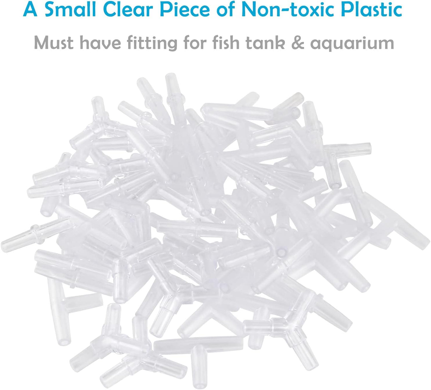 Pawfly durable clear plastic standard four millimeter aquarium tubing joiners on a clean background