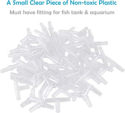 Pawfly durable clear plastic standard four millimeter aquarium tubing joiners on a clean background