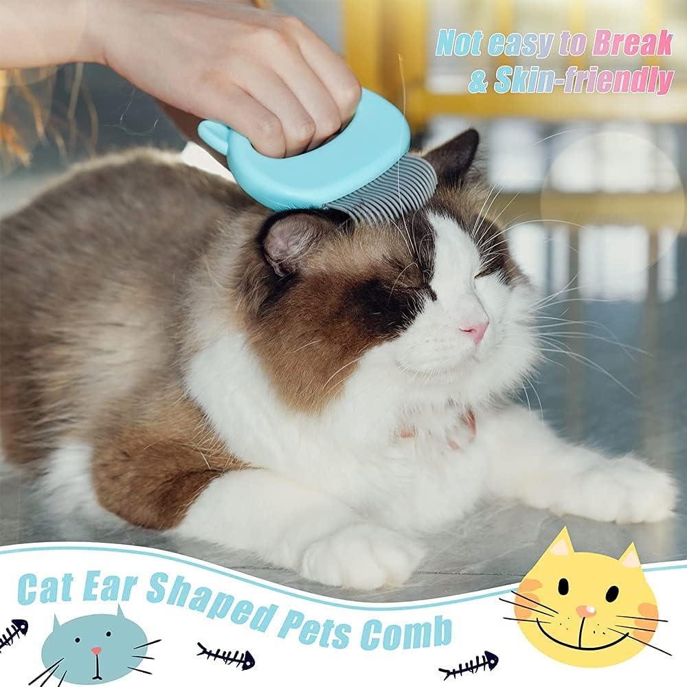 Ameliade pet hair removal brush close up on soft curved deshedding teeth