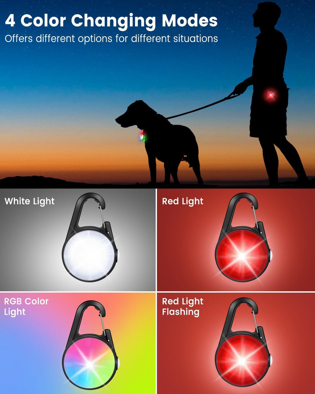 DAAMENT LED Pet Walking Accessory attached securely to a durable nylon dog harness.