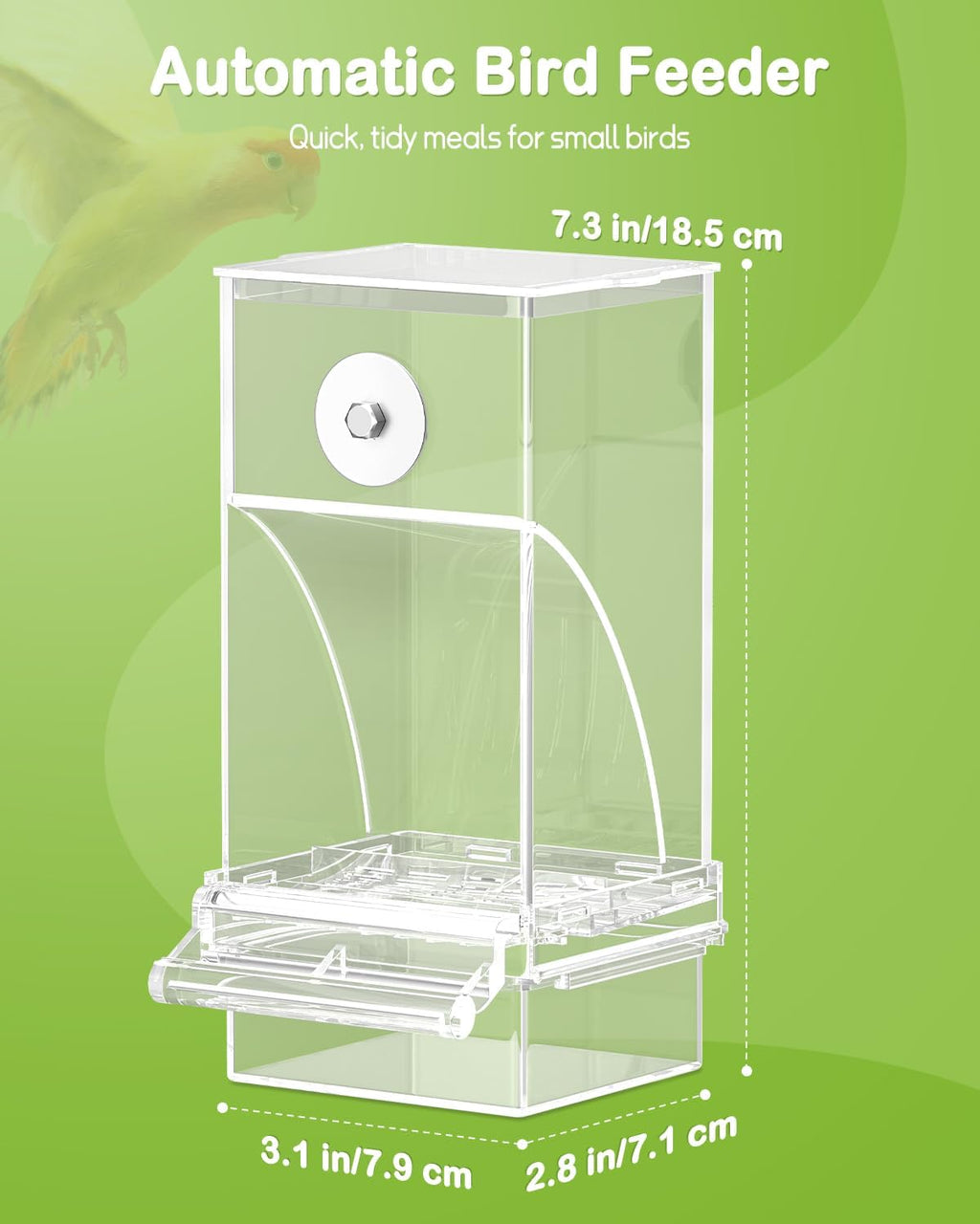 Pawfly Automatic Bird Feeder, Bird Feeder for Cage, No Mess Bird Feeder, Clear Acrylic Bird Cage Feeder, Parrot Feeder for Parakeet, Cockatiel, Budgie & Small Birds - Image 2