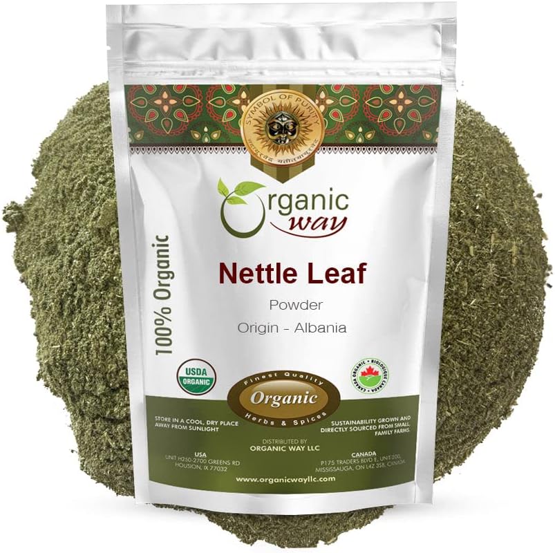 Organic Way Nettle Leaf Nutritional Powder 16 Ounce front view resealable pouch