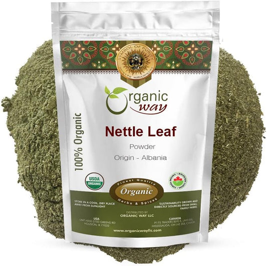 Organic Way Nettle Leaf Nutritional Powder 16 Ounce front view resealable pouch