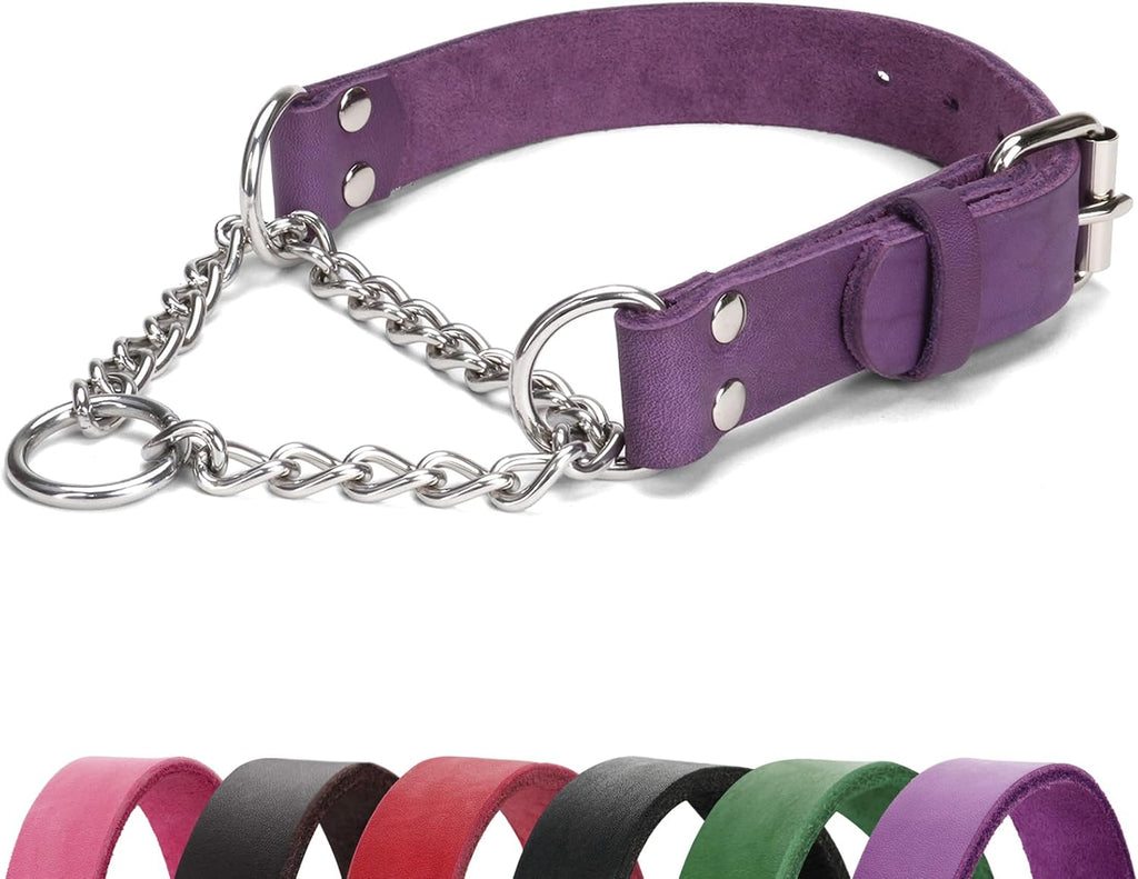 Martingale Collar for Dogs No-Pull Adjustable Training Collar with Stainless Steel Chain - Genuine Leather Anti-Slip Design for Small,Medium,Large Breed Dogs - Black (M) - Image 11