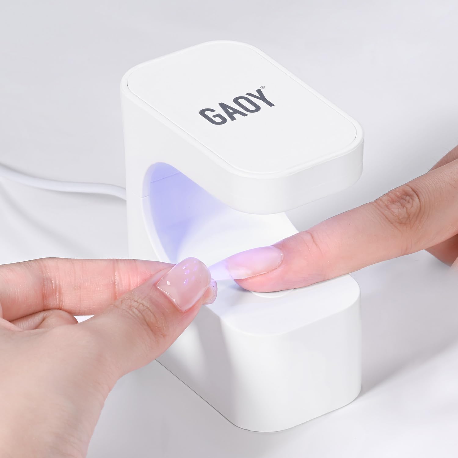 GAOY mini UV light for gel nails front view compact white curing lamp