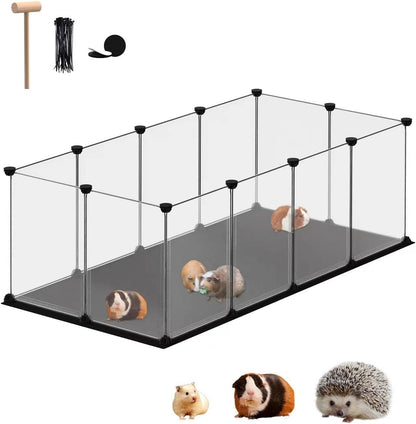 Small Animal Playpen, Guinea Pig Cages with Waterproof Mat, 12 Panels Pet Playpen for Hamsters, Hedgehog, Indoor Outdoor Plastic Fence, 48.5 x 24.8 x 16.1 inches - Image 1