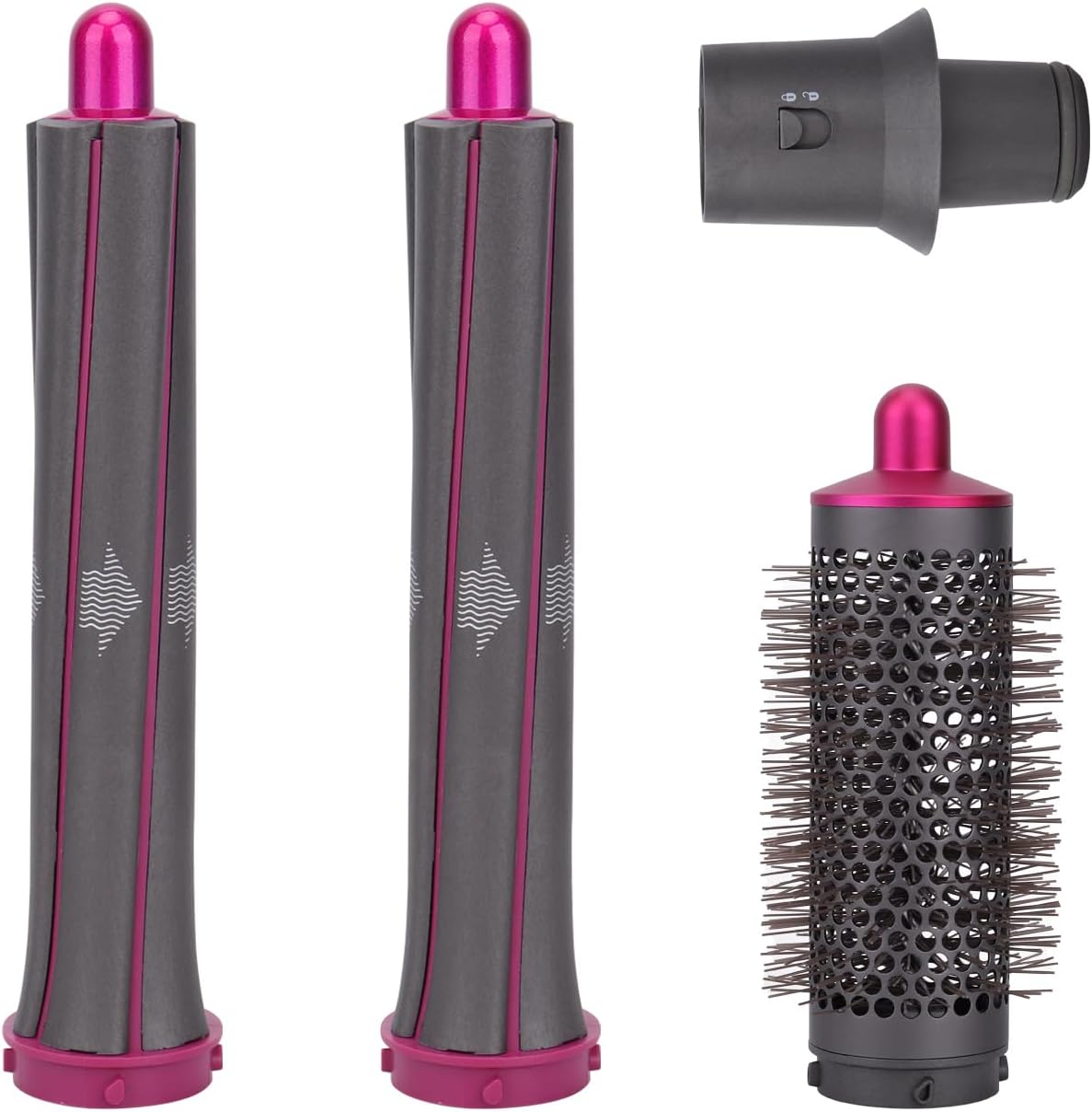 GreeSuit long hair curling barrel attachments with adaptor front view