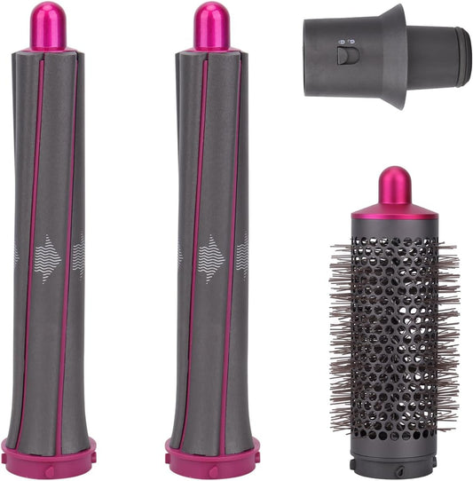 GreeSuit long hair curling barrel attachments with adaptor front view
