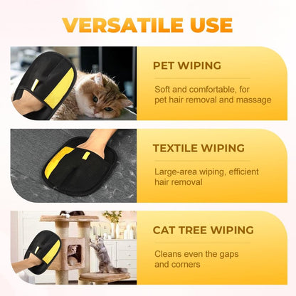 Double sided pet grooming glove showing breathable mesh and static surface
