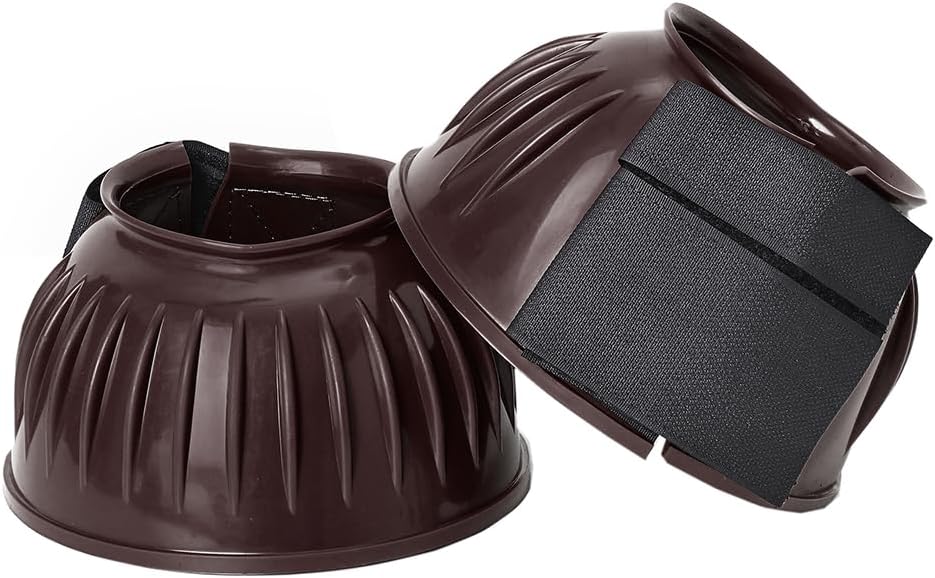 HILASON Western Horse Rubber PVC Ribbed Double Hook and Loop Bell Boots Training Protective Shock Absorbing Leg - Image 14