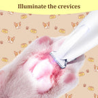 Low noise dog hair trimmer illuminating a puppy paw with built-in LED light