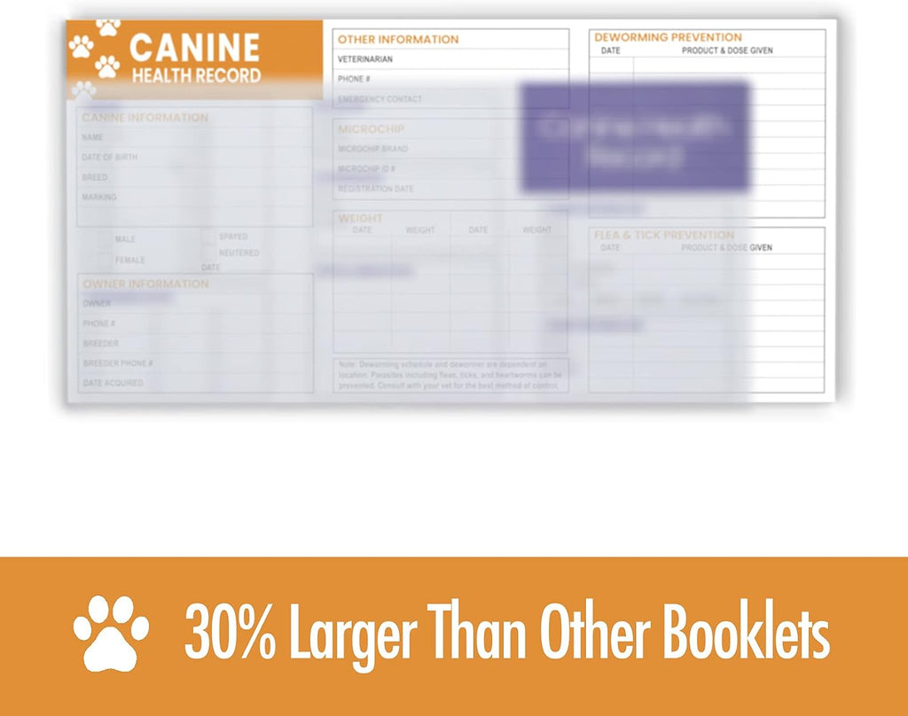 Good Harbor dog vaccine tracking booklet showing inner tri fold layout