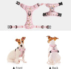 Dog wearing pink Timos reflective harness in outdoor setting