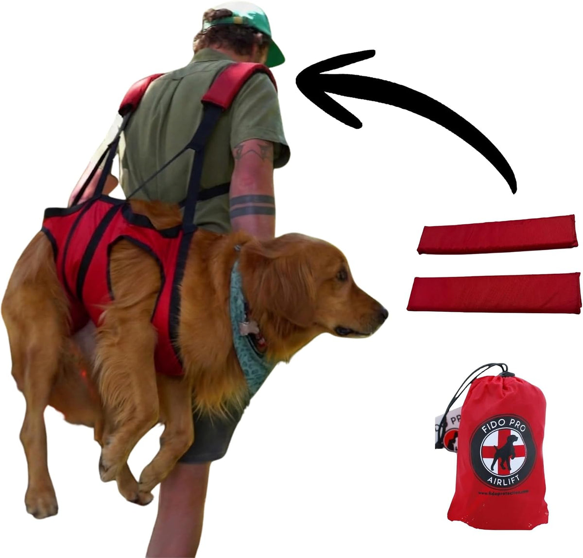 Fido Pro Airlift Ultra-Lite Dog Sling | Ultra-lite Sling Fit in Your Pocket & Bag | The solution for injury prevention and to assist Injured dogs | For Travel and Outdoor Adventures | Large(35-60 lbs) - Image 13