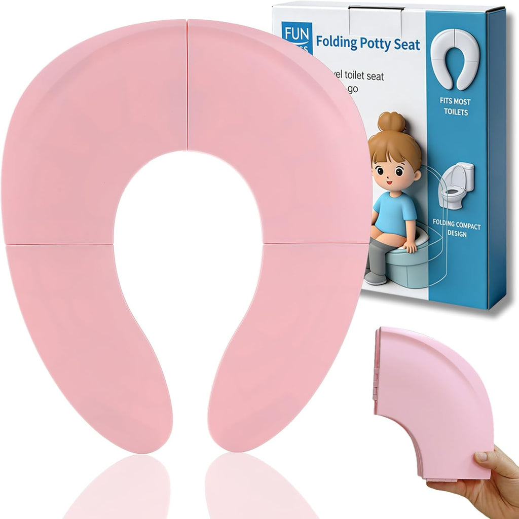 Funbliss foldable travel potty seat front view showing pink portable design