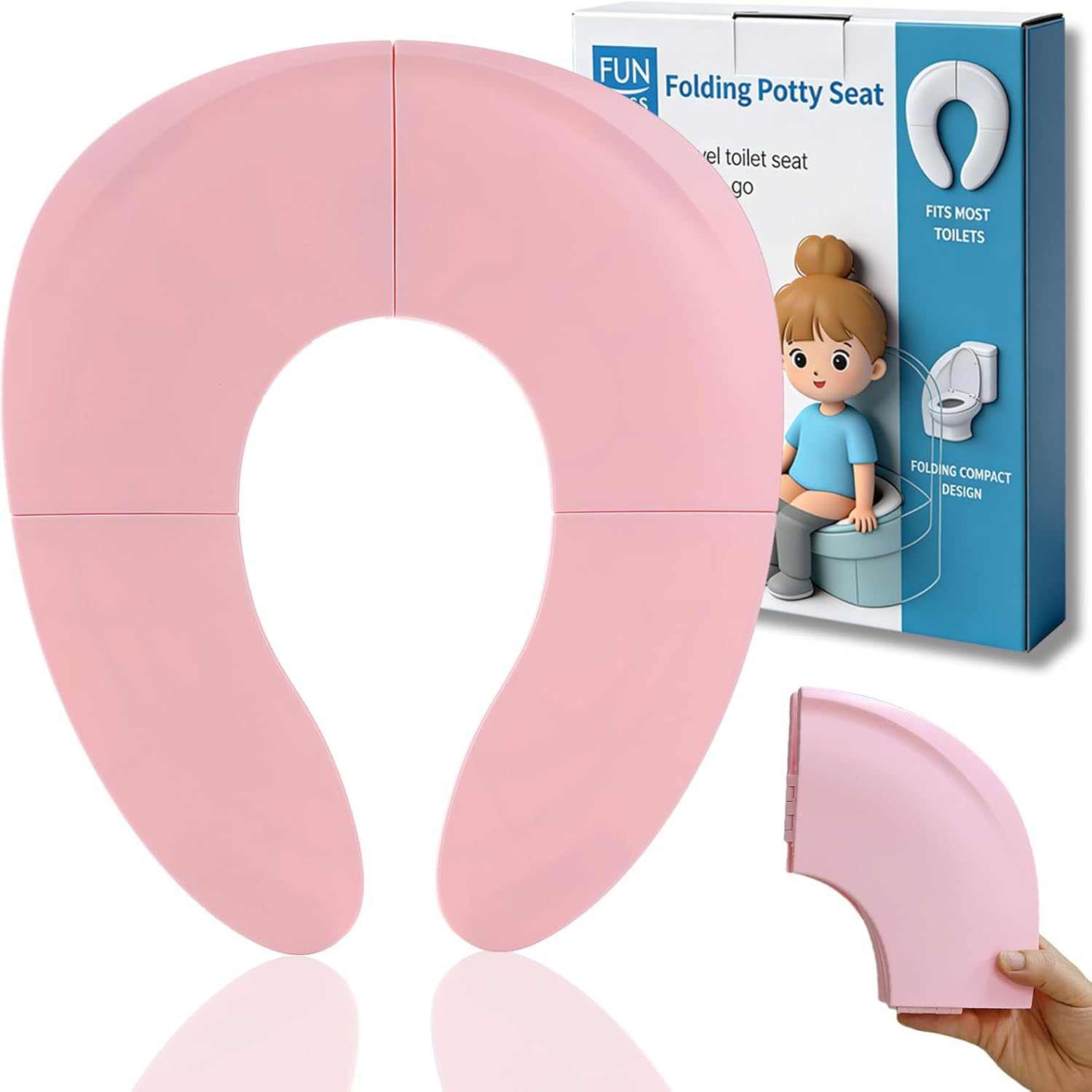 Funbliss foldable travel potty seat front view showing pink portable design
