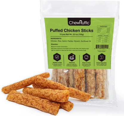 ChewRuffic puffed chicken treat sticks for dogs