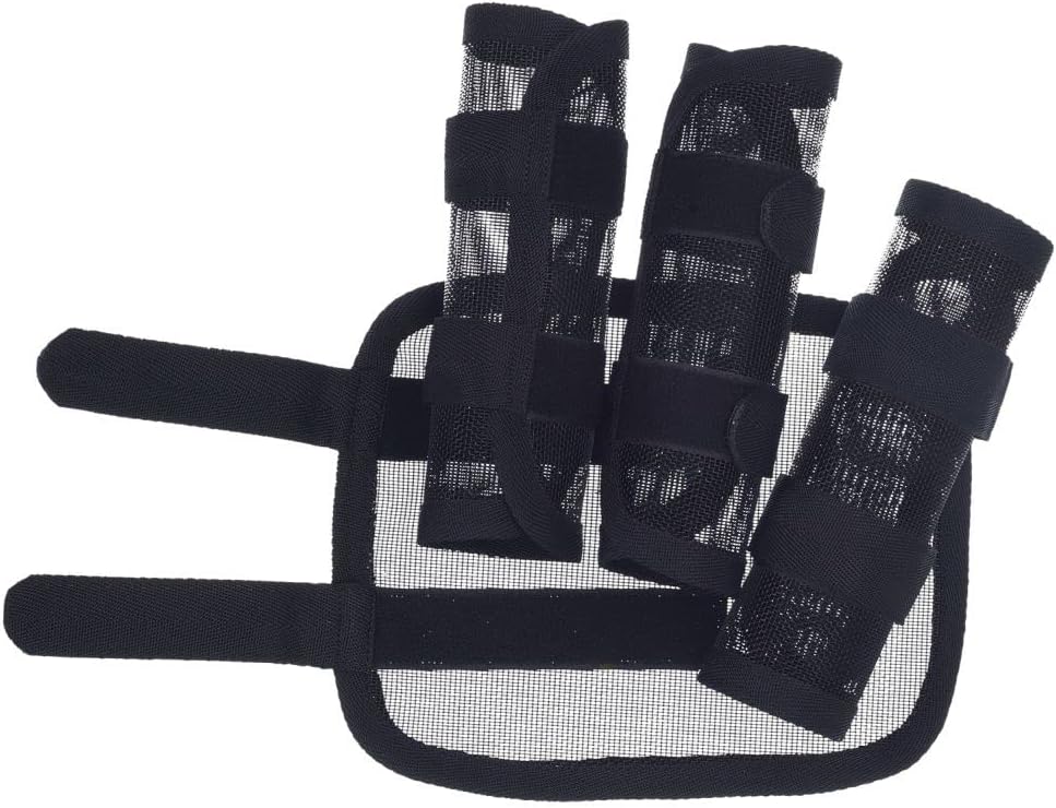 Tough 1 miniature horse fly boots front view black protective leg wraps set