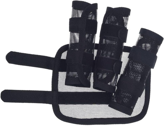 Tough 1 Miniature Fly Boots Black front view equine leg protection wraps