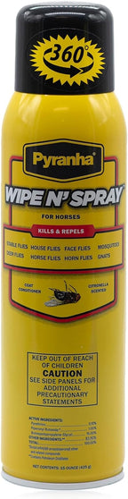 PYRANHA Wipe N' Spray for Horses - Oil-Based Long Lasting Fly Control Repels Horn, Deer, Horse, House, Stable, & Face Flies, Ticks, Mites, Mosquitoes, Gnats & Lice, 1 Gallon - Image 9