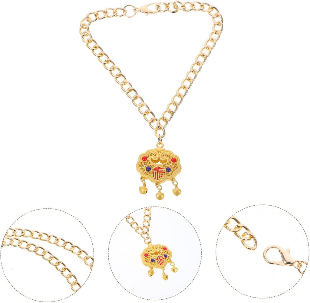Hemoton Pet Metal Longevity Lock Pendant Bell Necklace Adjustable Chinese Style for Cats Dogs - Image 9