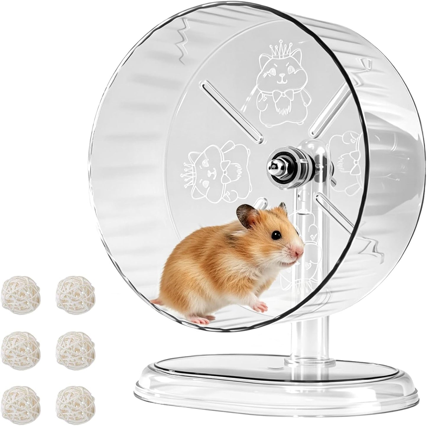 Acsist Silent Hamster Exercise Wheel front view clear plastic design for small pets.