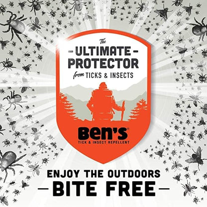 Ben's heavy duty DEET tick and mosquito repellent packet display for outdoor travel
