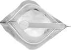 Close-up of Puravita unscented taurine powder showing the fine texture and included plastic measuring scoop.