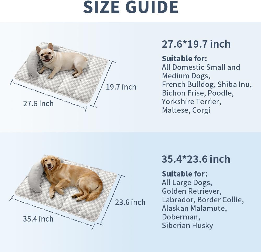 SOMAHE Cooling Mat for Dogs, Self Cooling Gel Pad with Removable Neck Support Pillow, Pet Cooling Mat for Large Dogs, Non-Toxic, All-Day Cooling, 35 x 24 Inches Grey - Image 9