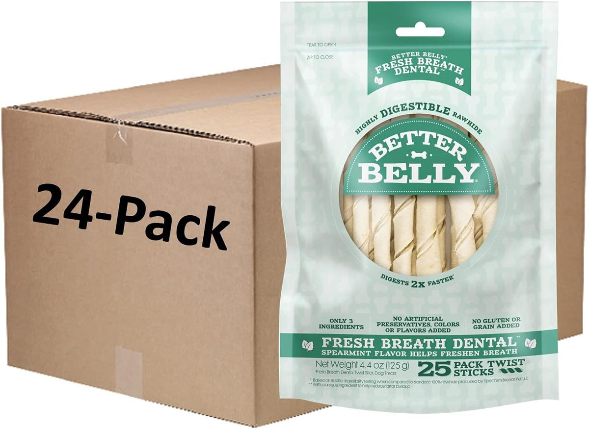 Better Belly Fresh Breath Dental Twist Sticks,Highly Digestible Rawhide for Dogs, 25 Count - Image 14