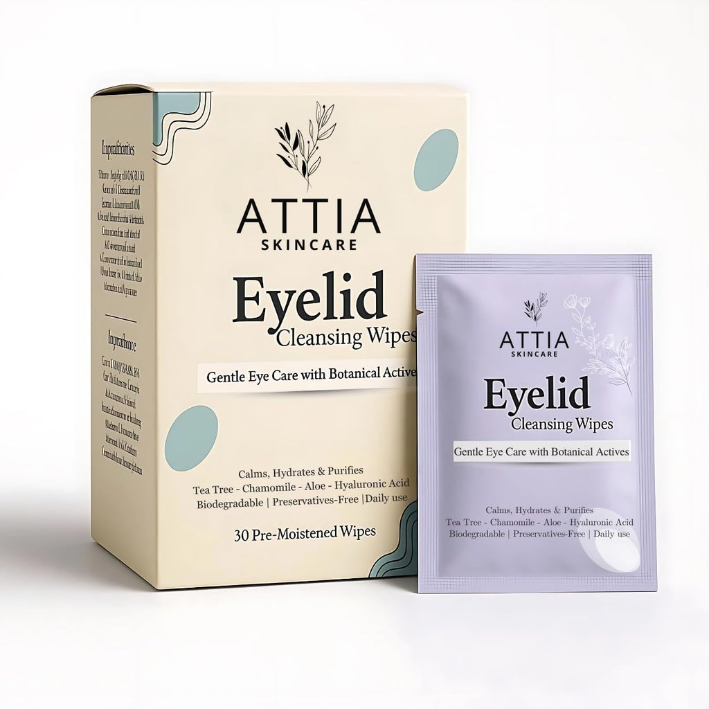 Attia Micellar Eyelid Cleansing Wipes front view box packaging