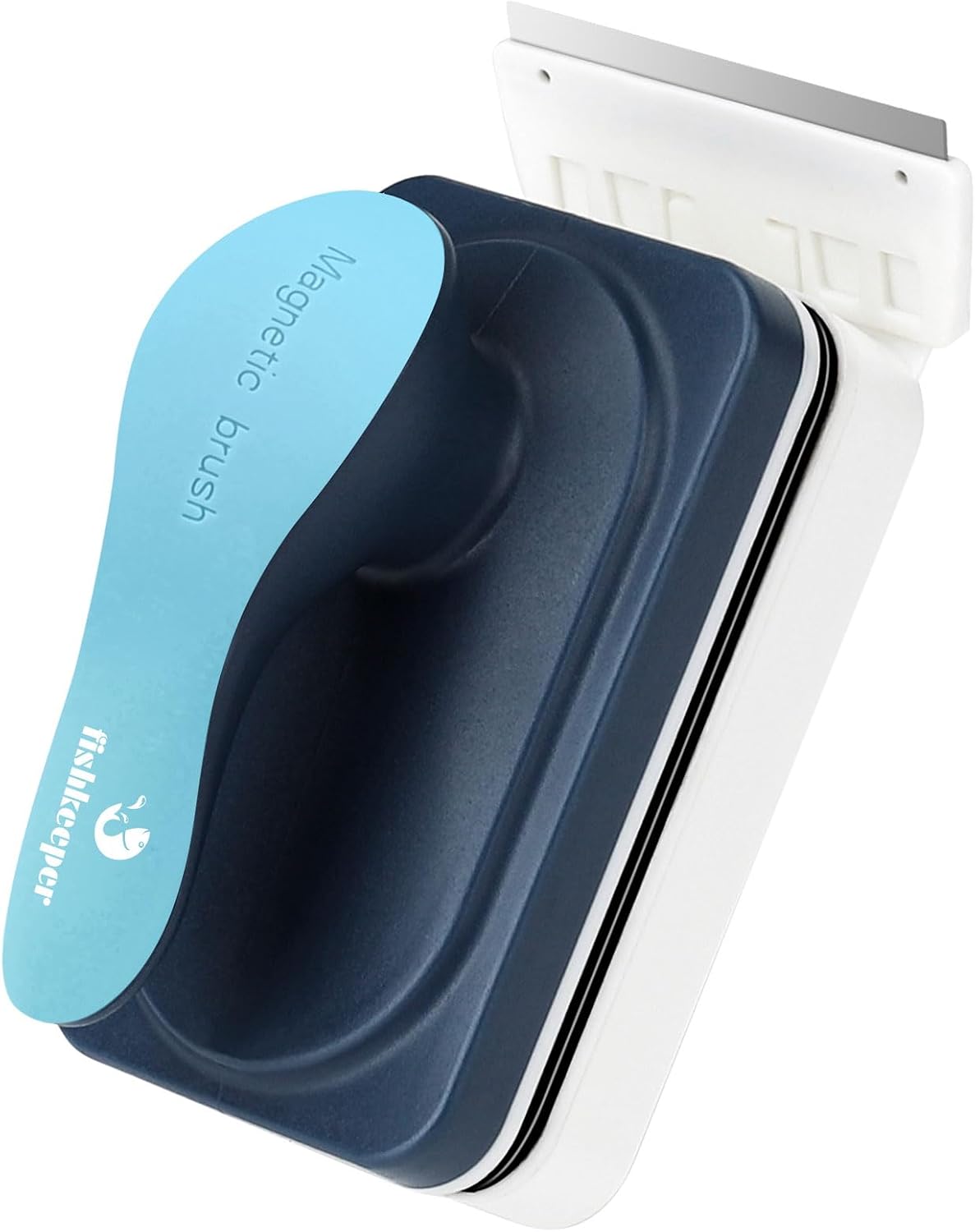 Fishkeeper aquarium magnetic glass cleaner front view showing the compact ergonomic handle.