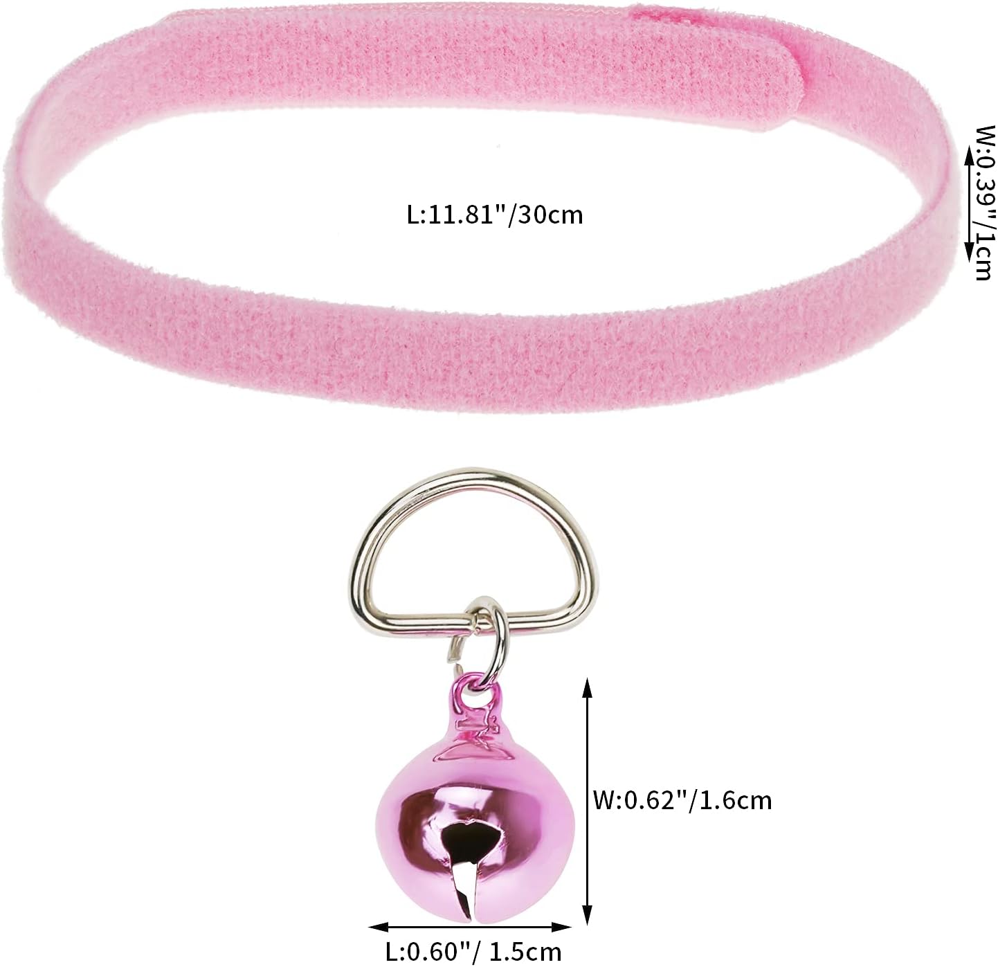 Adjustable colorful puppy id collars with removable iron bells displayed together