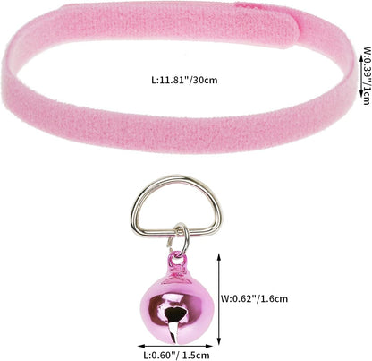 Adjustable colorful puppy id collars with removable iron bells displayed together