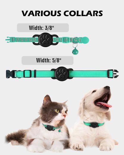Black silicone pet collar sleeve for apple airtag demonstrating stretch resistance and durable construction