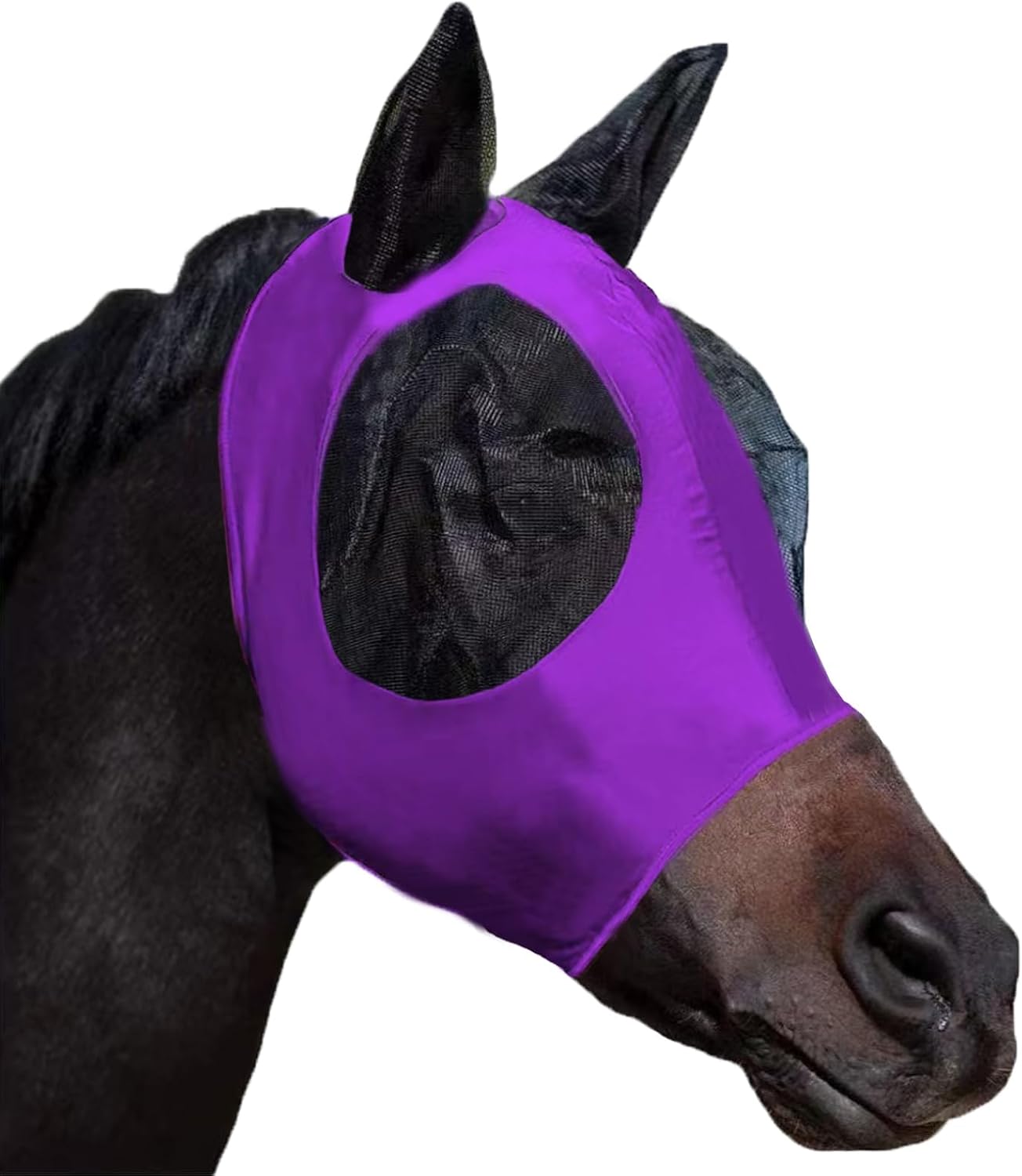 Horse Fly Mask with Ears, Comfortable Fit Stretch Fabric with UV Protection Soft on Skin Breathability for Small/Medium Size Horses (Blue) - Image 11