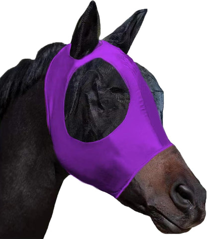 Horse Fly Mask with Ears, Comfortable Fit Stretch Fabric with UV Protection Soft on Skin Breathability for Small/Medium Size Horses (Blue) - Image 11