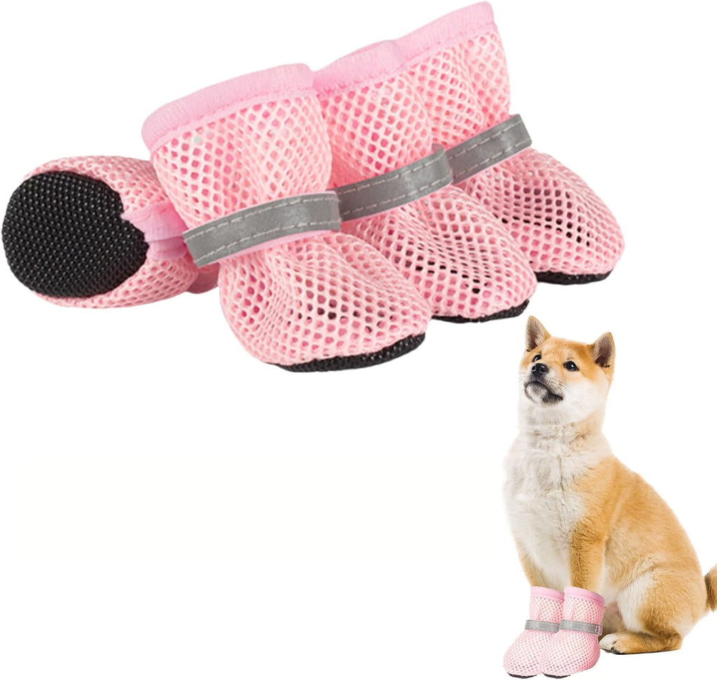 Side profile of mesh dog booties with adjustable straps
