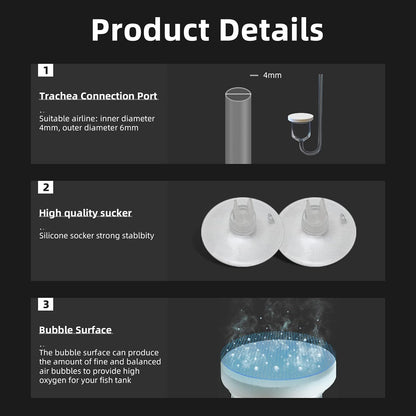 Boxtech aquarium bubble diffuser close up showing non toxic clear material.