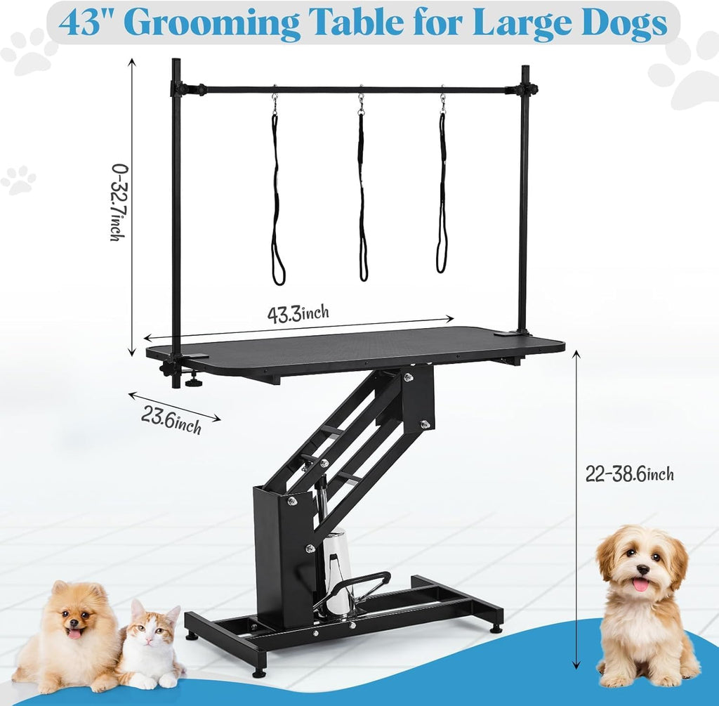 Foot pedal operation on Garvee professional pet styling table