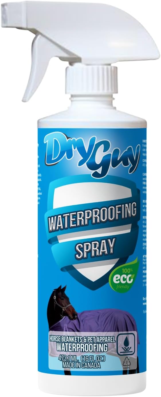 Dry Guy Waterproofing Horse Blankets and Pet Apparel Spray front view showing the sixteen ounce bottle.