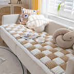 Awjcsv couch cover for dogs light brown front view on three cushion sofa
