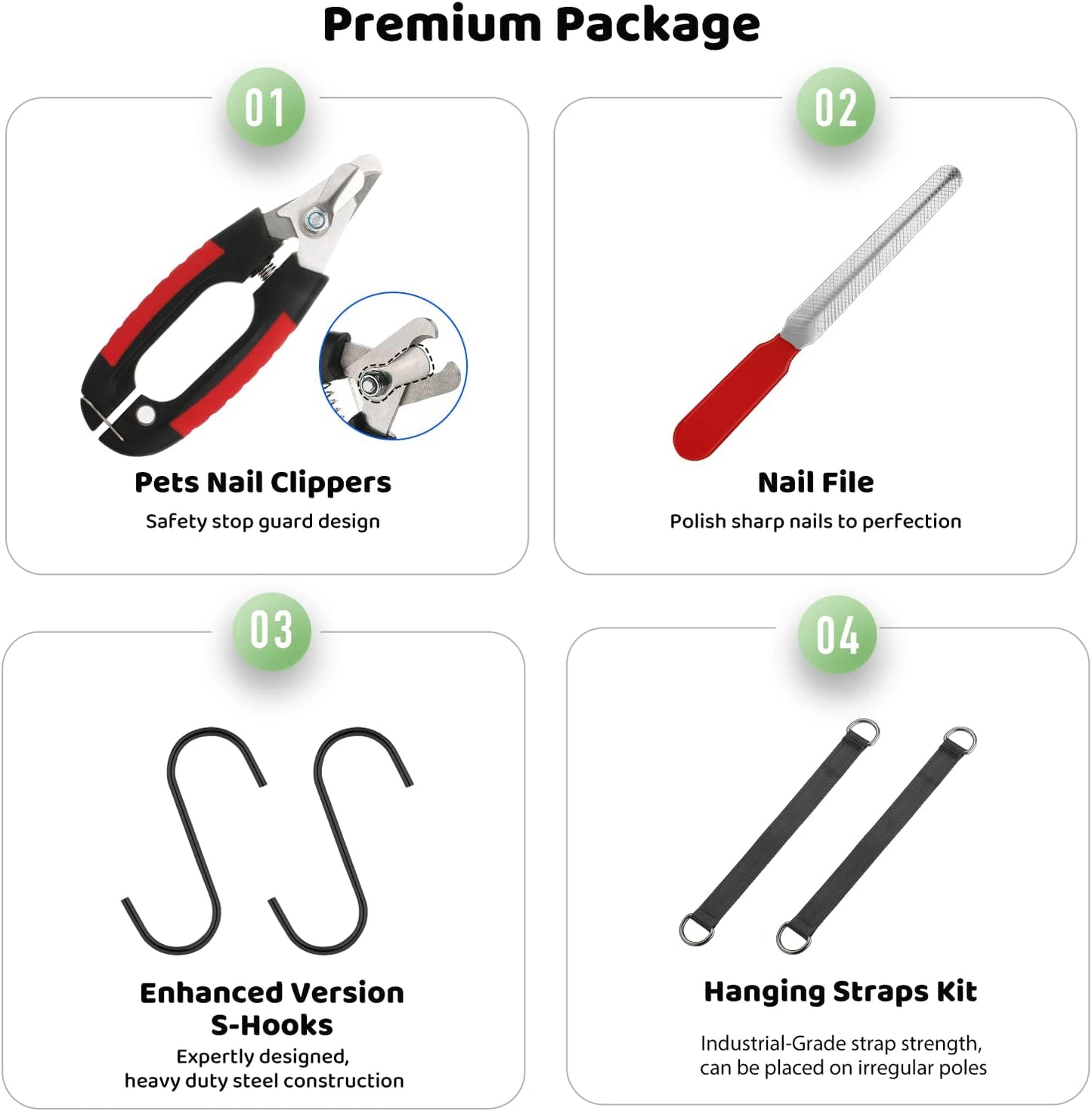 Side profile of a cat suspended comfortably inside the Guzekier grooming sling for a stress free claw trim.