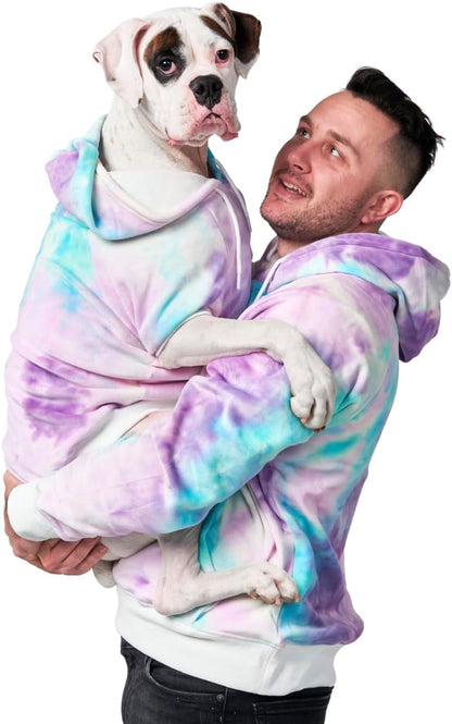 Spark Paws Human Hoodie 90s Retro Sky Dye front view premium streetwear.