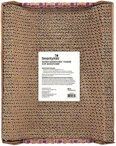 SmartyKat eco friendly recycled cardboard pet scratcher packaging details and usage safety instructions.