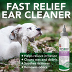 Close up of Vet's Best ear relief wash four fluid ounce bottle